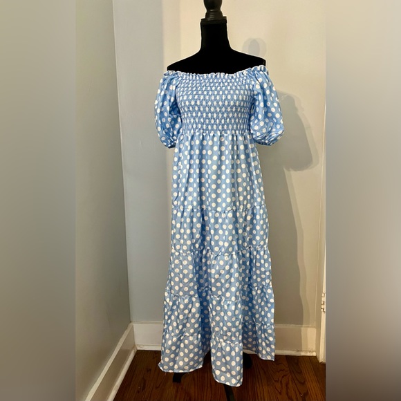Polka  Dot, Light Blue Dress - Picture 4 of 11